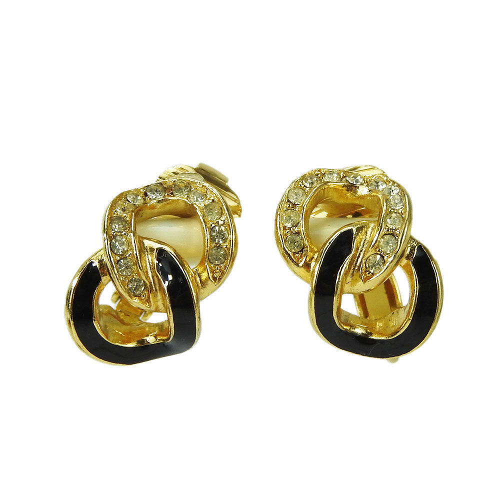 Christian Dior Metal Rhinestone Earrings