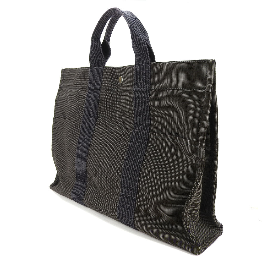 Hermes Her Line Canvas Tote Bag MM Gray