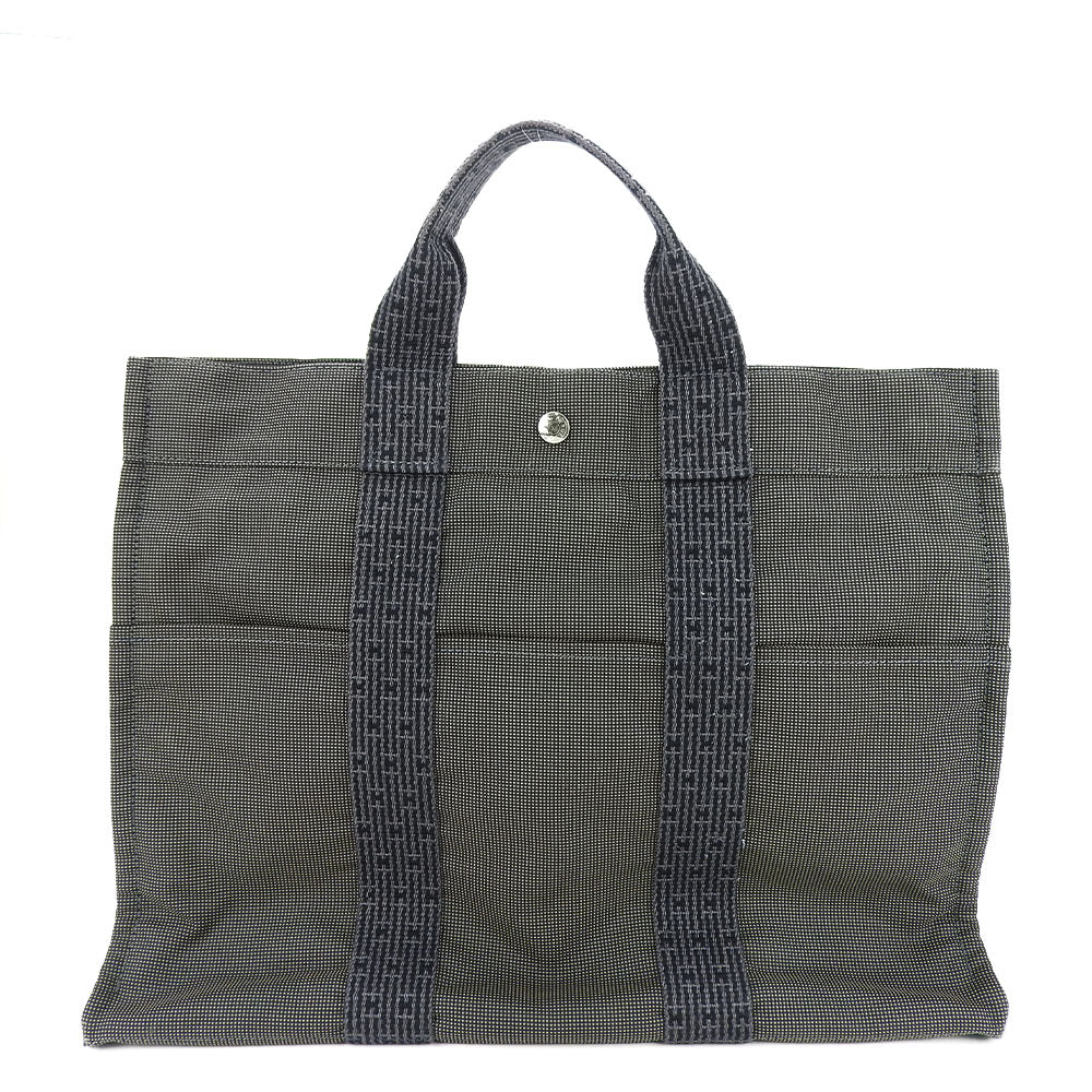 Hermes Her Line Canvas Tote Bag MM Gray