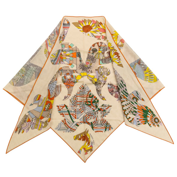 Hermes Bal de soie Triangle Geant Cashmere Silk Scarf