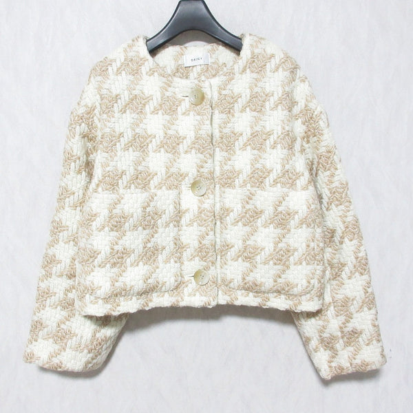 DEICY Houndstooth Collarless Short Jacket