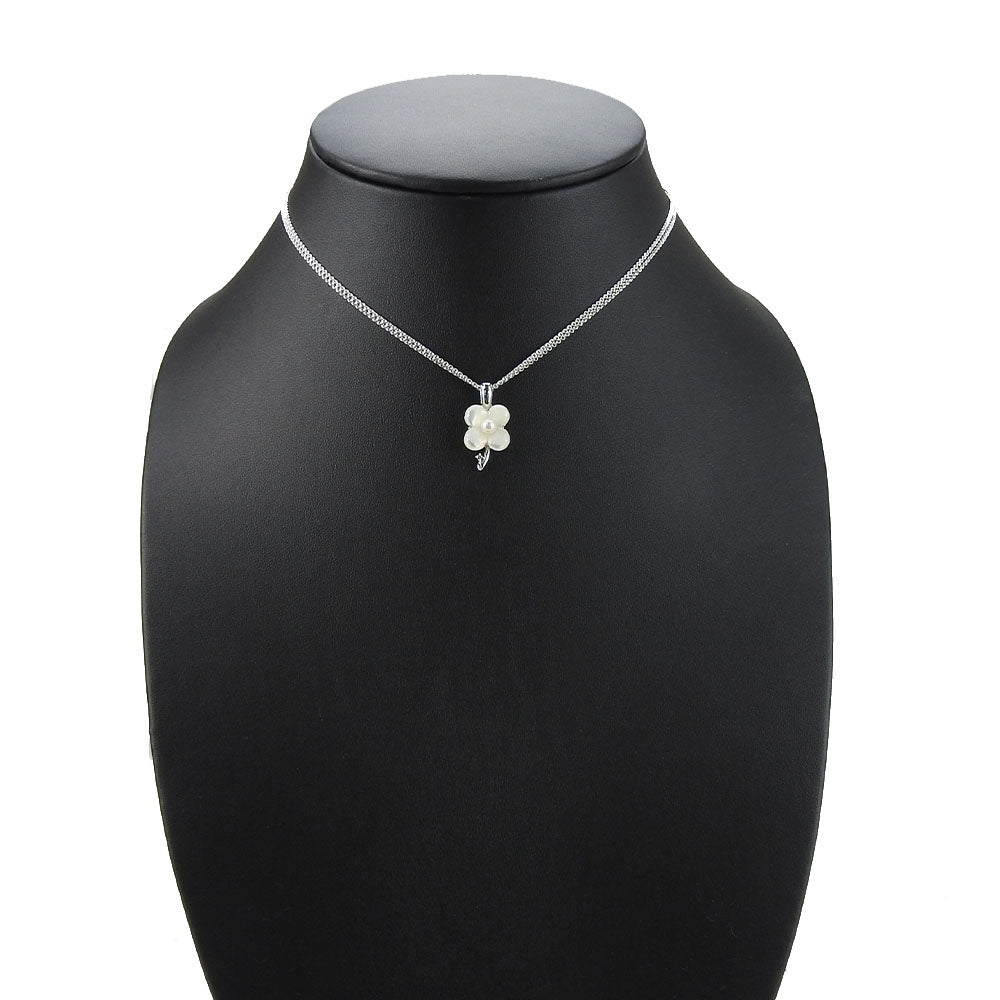 Tasaki Silver 925 Diamond Necklace Clover Motif