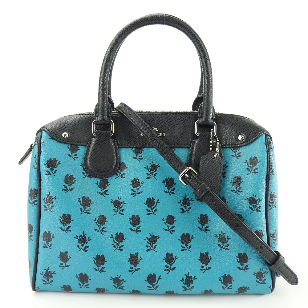 Coach Handbag F38160 PVC Canvas Leather Turquoise