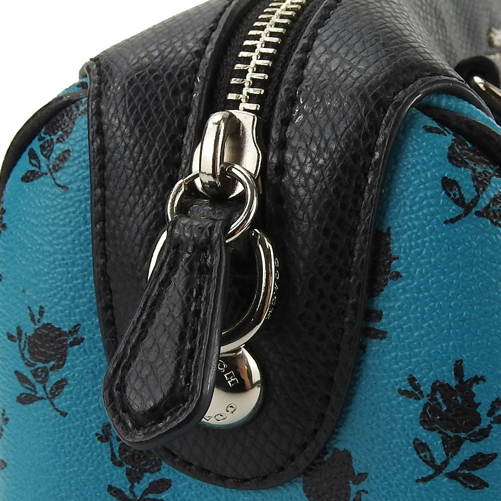 Coach Handbag F38160 PVC Canvas Leather Turquoise