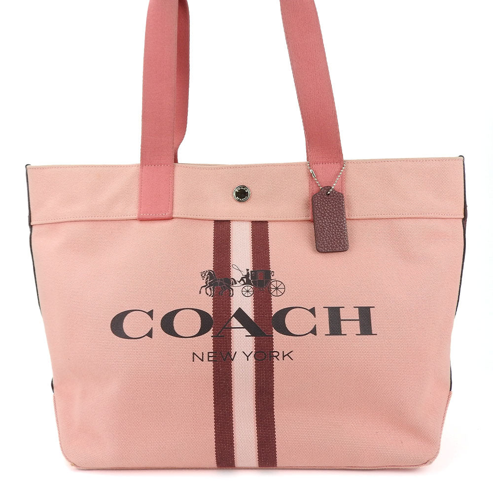 USED COACH Canvas Tote Bag 391 Pink Bordeaux