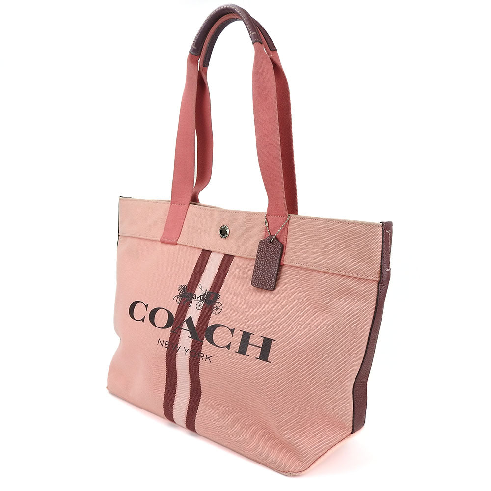 USED COACH Canvas Tote Bag 391 Pink Bordeaux