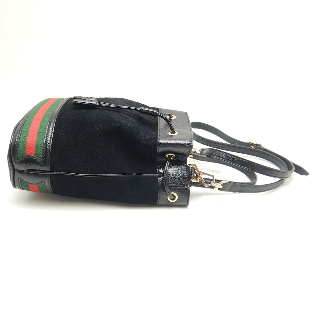 Gucci Small Bucket Bag Suede Patent Leather