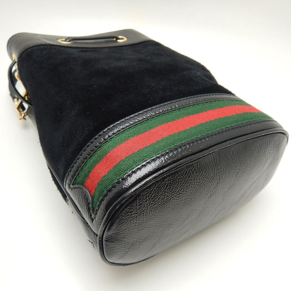 Gucci Small Bucket Bag Suede Patent Leather