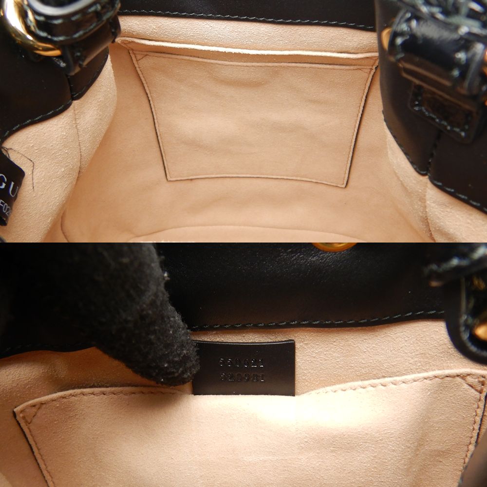 Gucci Small Bucket Bag Suede Patent Leather