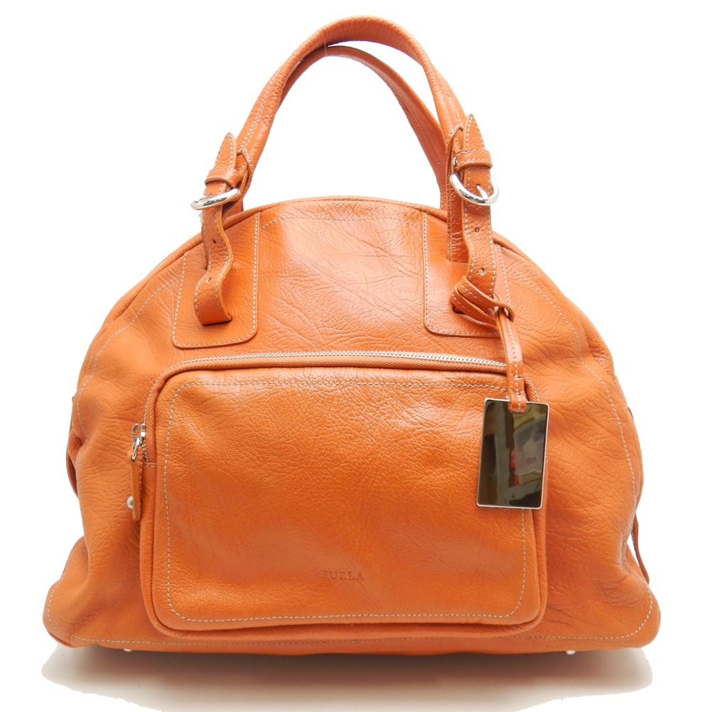 Furla Leather Mini Boston Bag Orange