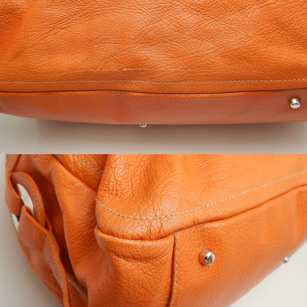 Furla Leather Mini Boston Bag Orange