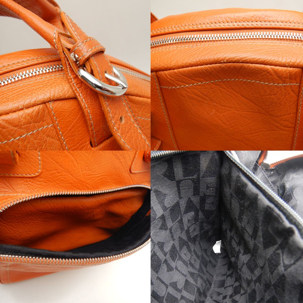 Furla Leather Mini Boston Bag Orange