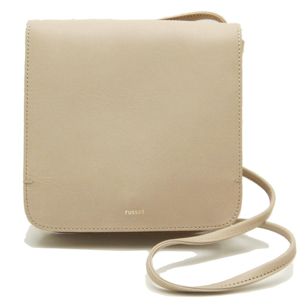 Russet Leather Flap Mini Shoulder Bag Beige