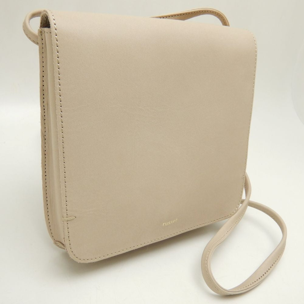 Russet Leather Flap Mini Shoulder Bag Beige