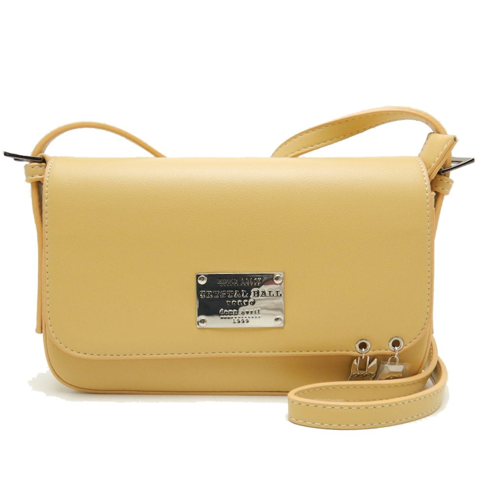 CRYSTAL BALL Leather 2WAY Shoulder Bag Mustard