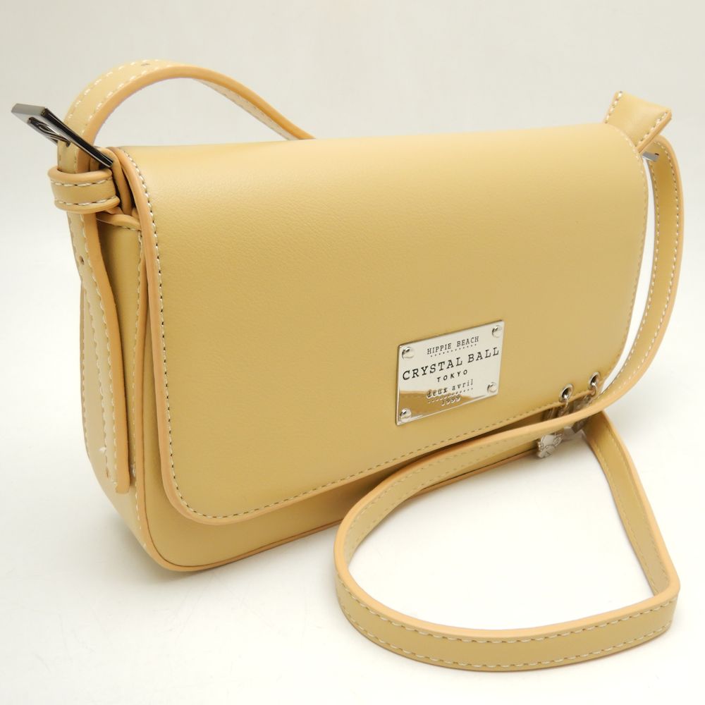 CRYSTAL BALL Leather 2WAY Shoulder Bag Mustard