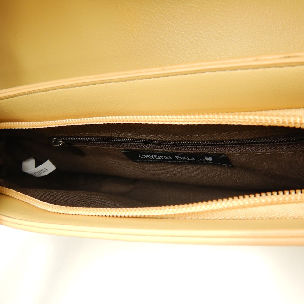 CRYSTAL BALL Leather 2WAY Shoulder Bag Mustard