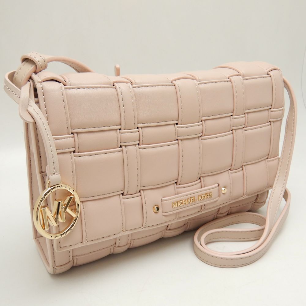 Michael Kors Leather Shoulder Bag Pink Beige