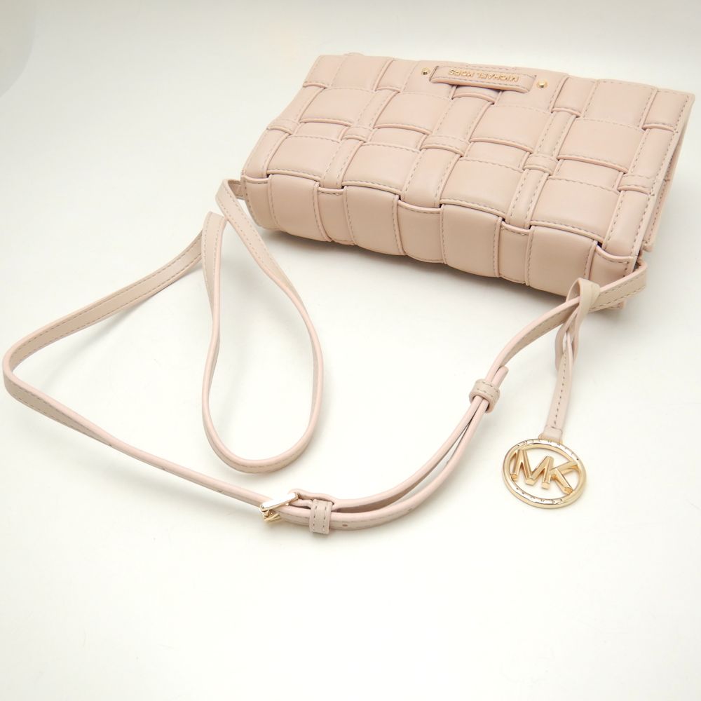 Michael Kors Leather Shoulder Bag Pink Beige