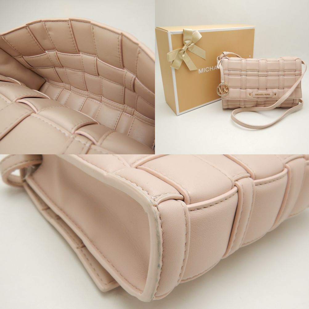 Michael Kors Leather Shoulder Bag Pink Beige