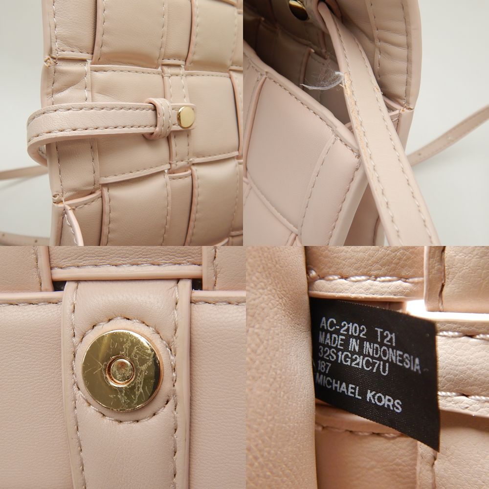 Michael Kors Leather Shoulder Bag Pink Beige