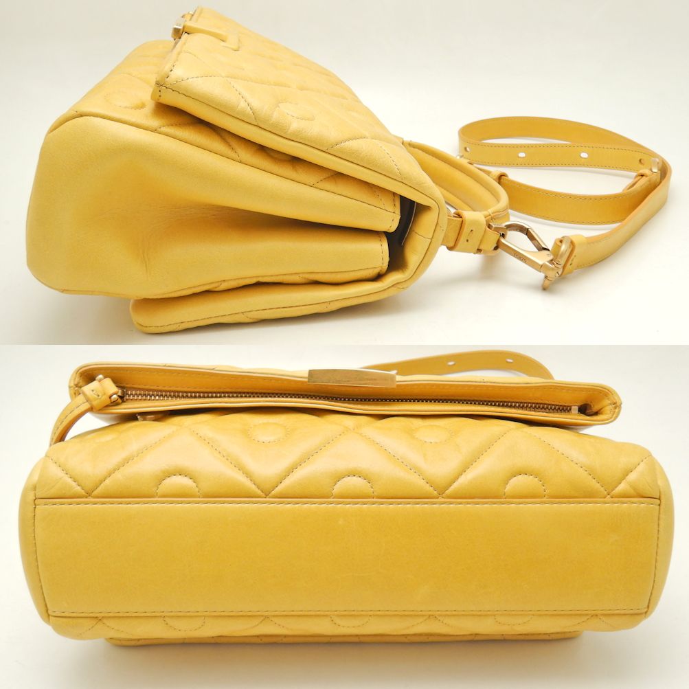 TOD'S Signature 2WAY Lamb Leather Handbag Yellow