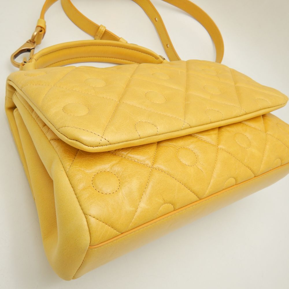 TOD'S Signature 2WAY Lamb Leather Handbag Yellow