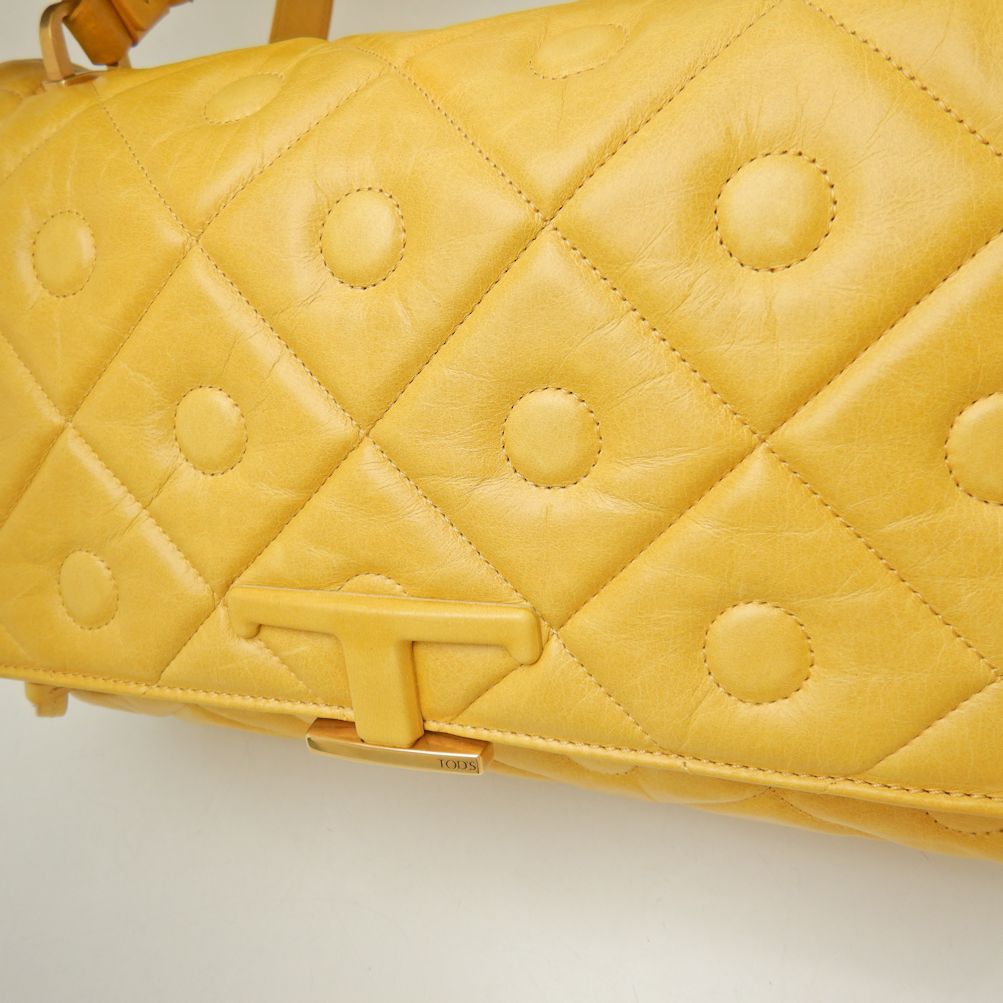 TOD'S Signature 2WAY Lamb Leather Handbag Yellow