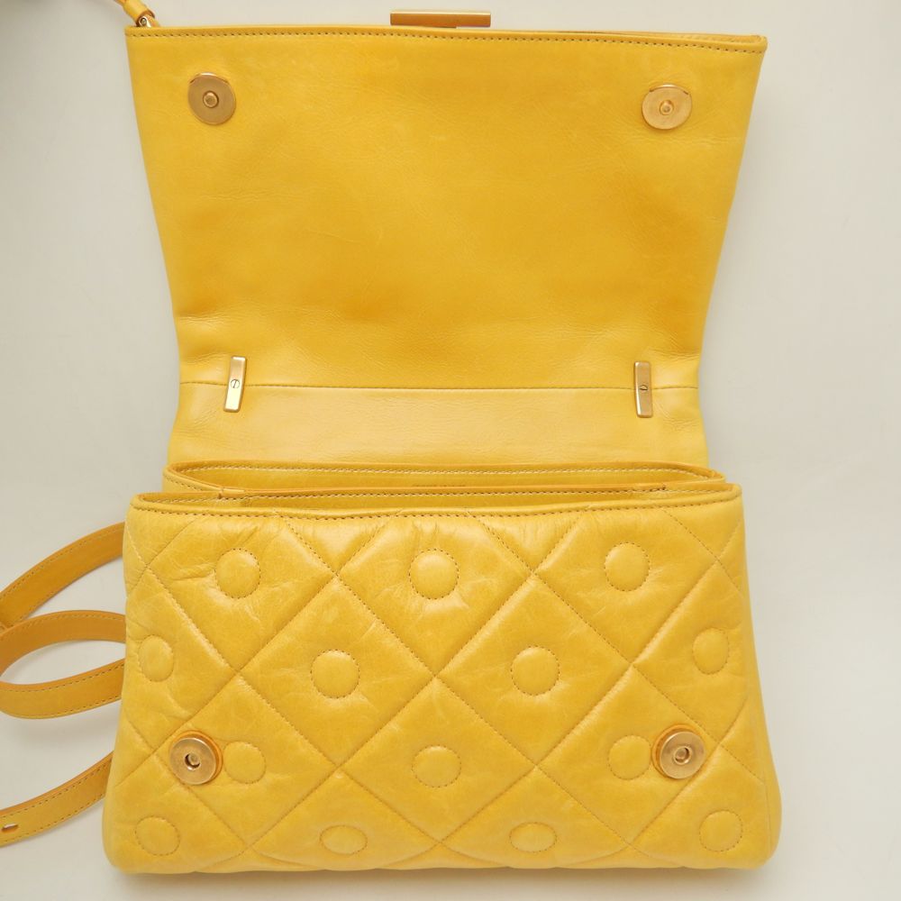 TOD'S Signature 2WAY Lamb Leather Handbag Yellow