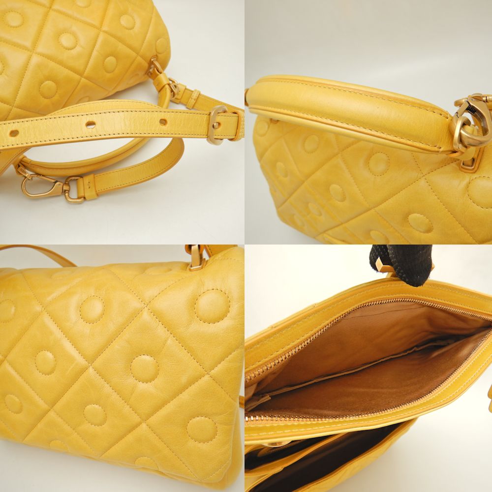 TOD'S Signature 2WAY Lamb Leather Handbag Yellow