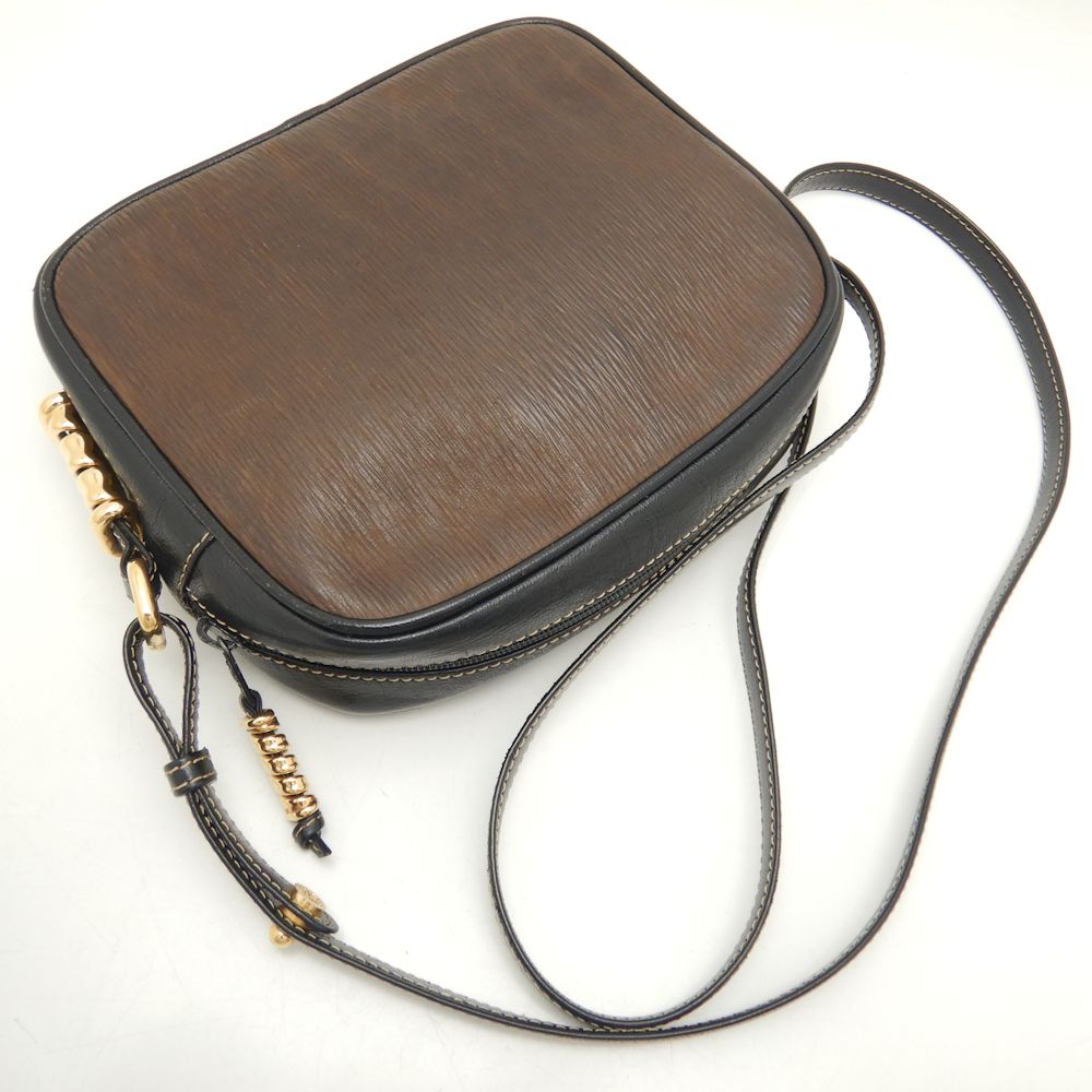 Loewe Leather Velazquez Shoulder Bag Black Brown