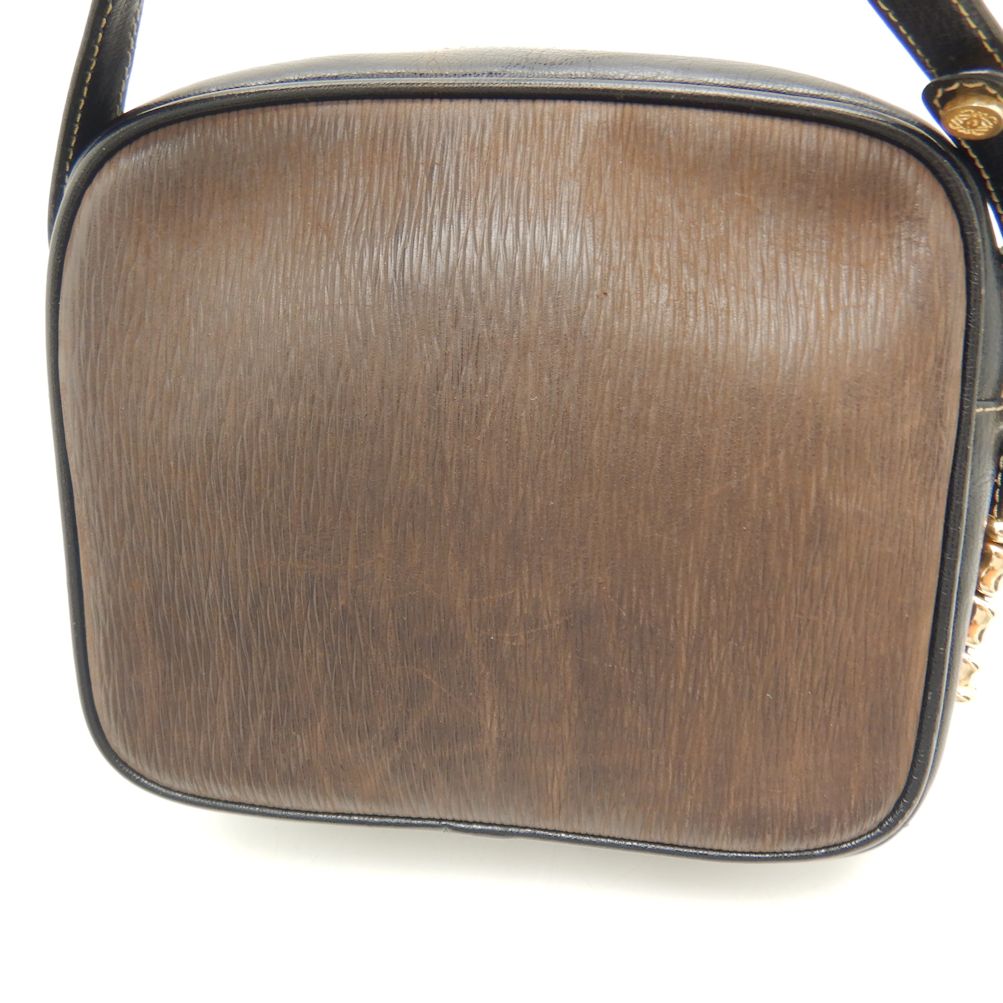 Loewe Leather Velazquez Shoulder Bag Black Brown