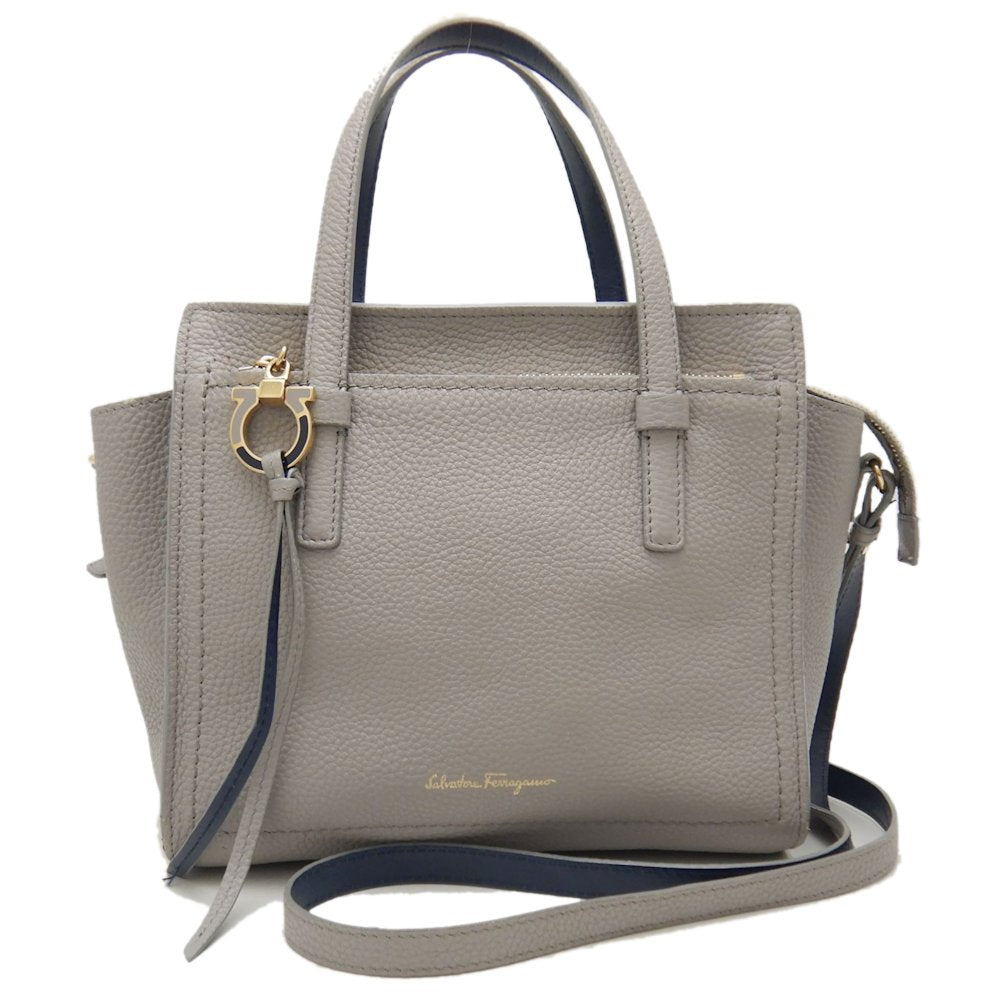 Salvatore Ferragamo Amy 2WAY Leather Handbag Gray