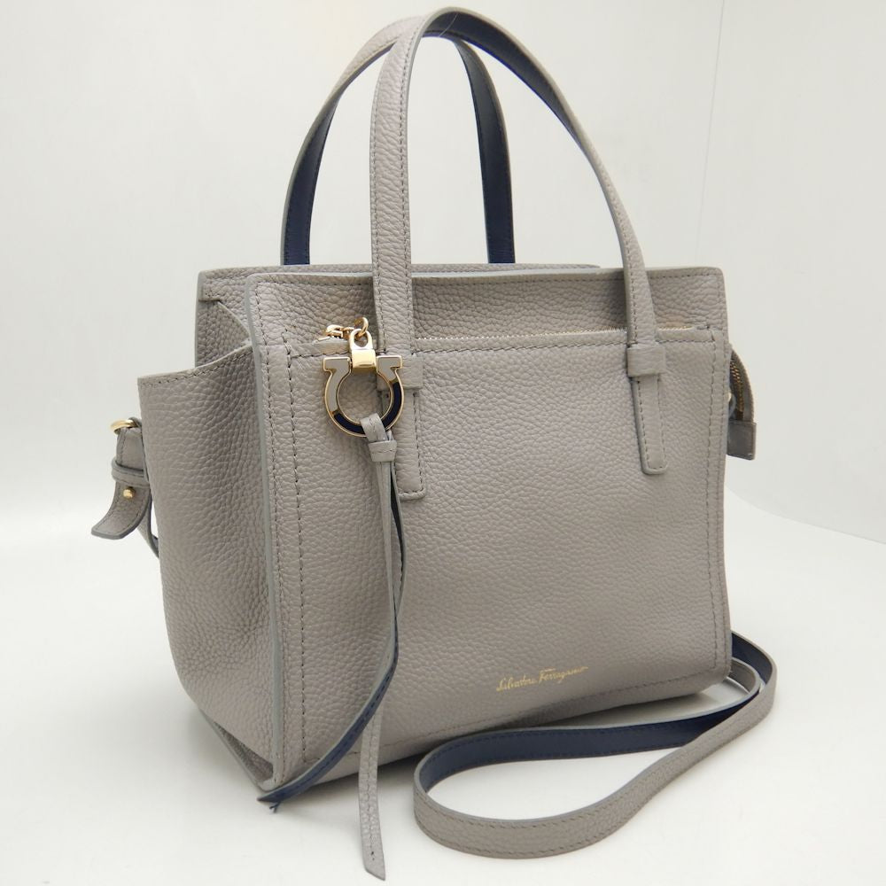 Salvatore Ferragamo Amy 2WAY Leather Handbag Gray