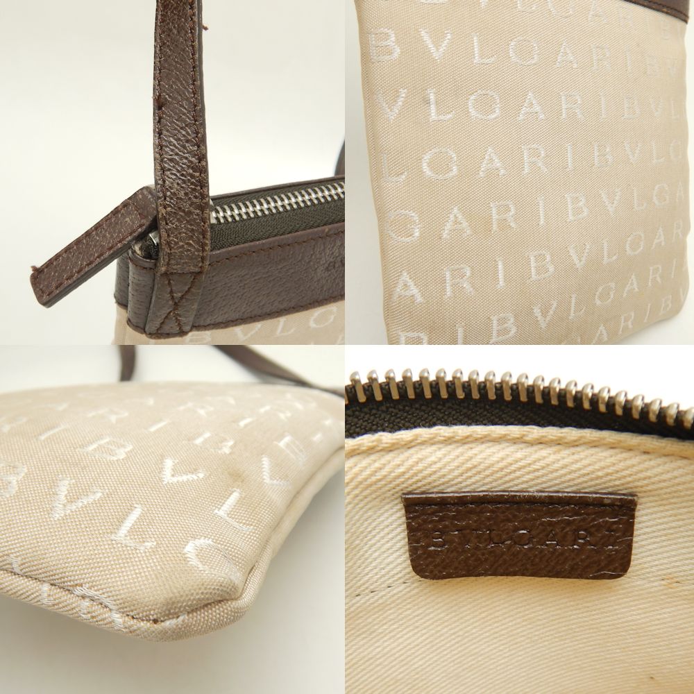 Bvlgari Canvas Leather Shoulder Bag 22588