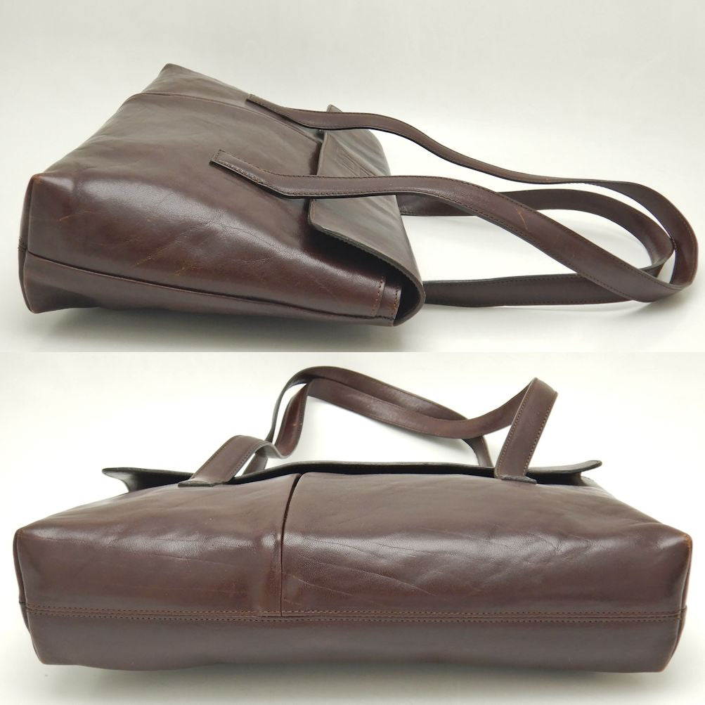 HIROFU Leather Tote Bag Dark Brown