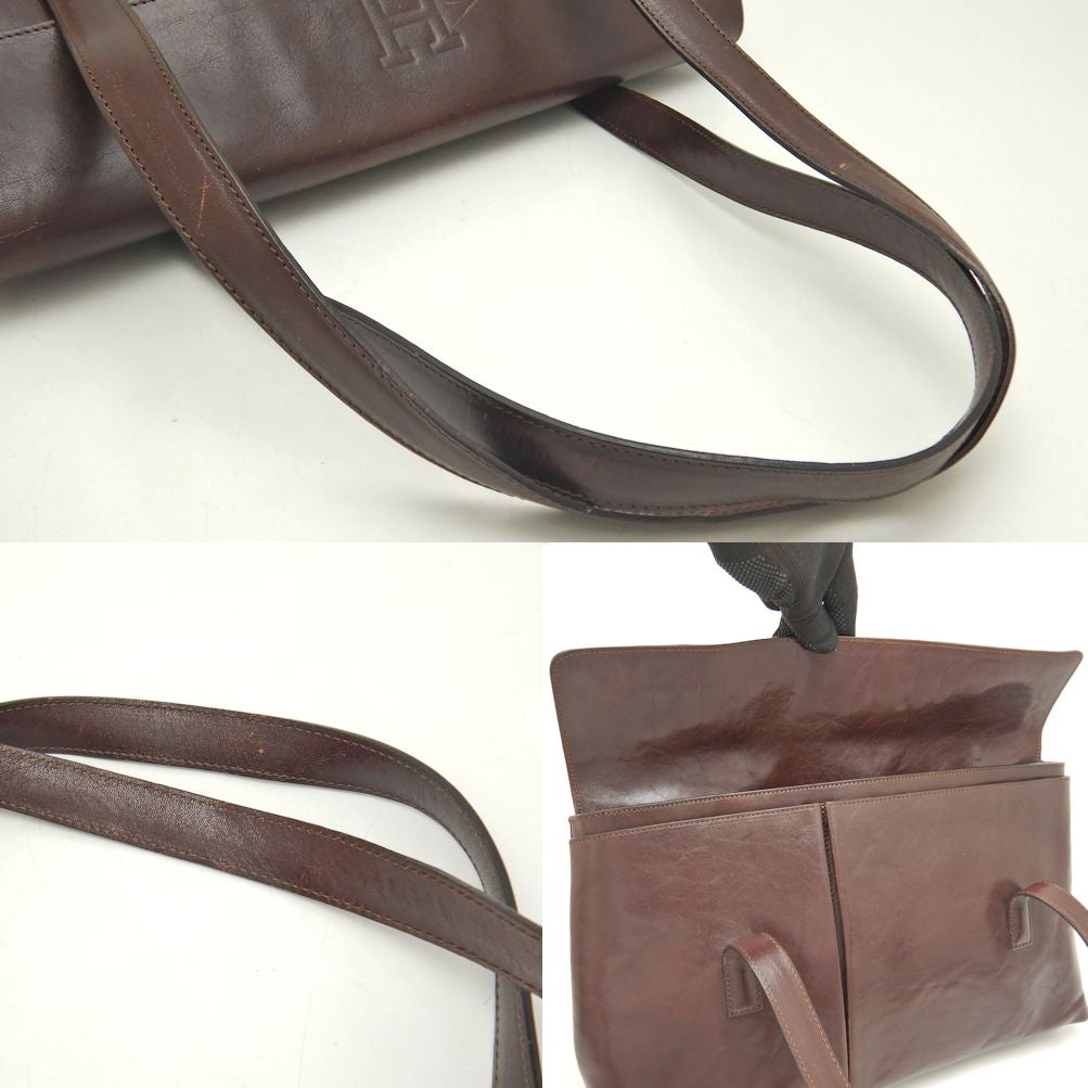 HIROFU Leather Tote Bag Dark Brown