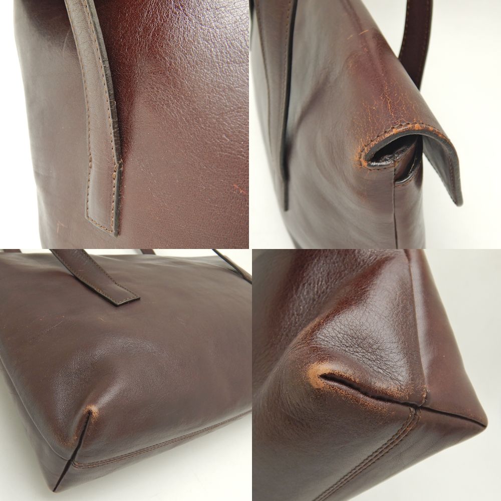 HIROFU Leather Tote Bag Dark Brown