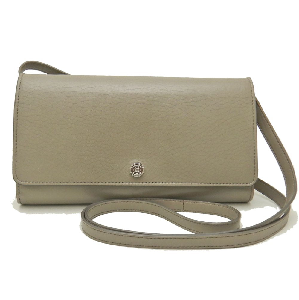 HIROFU Leather Shoulder Bag Beige