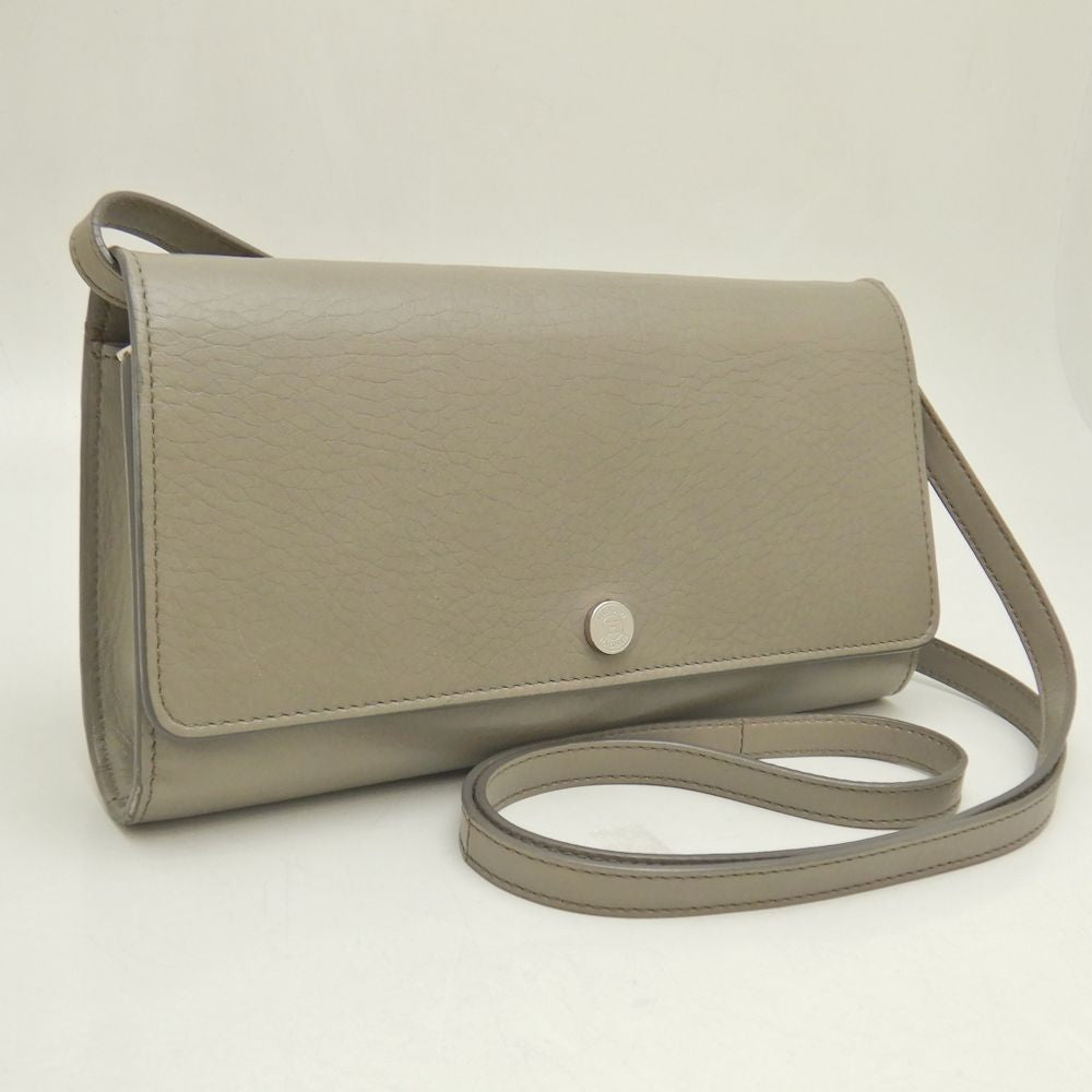 HIROFU Leather Shoulder Bag Beige