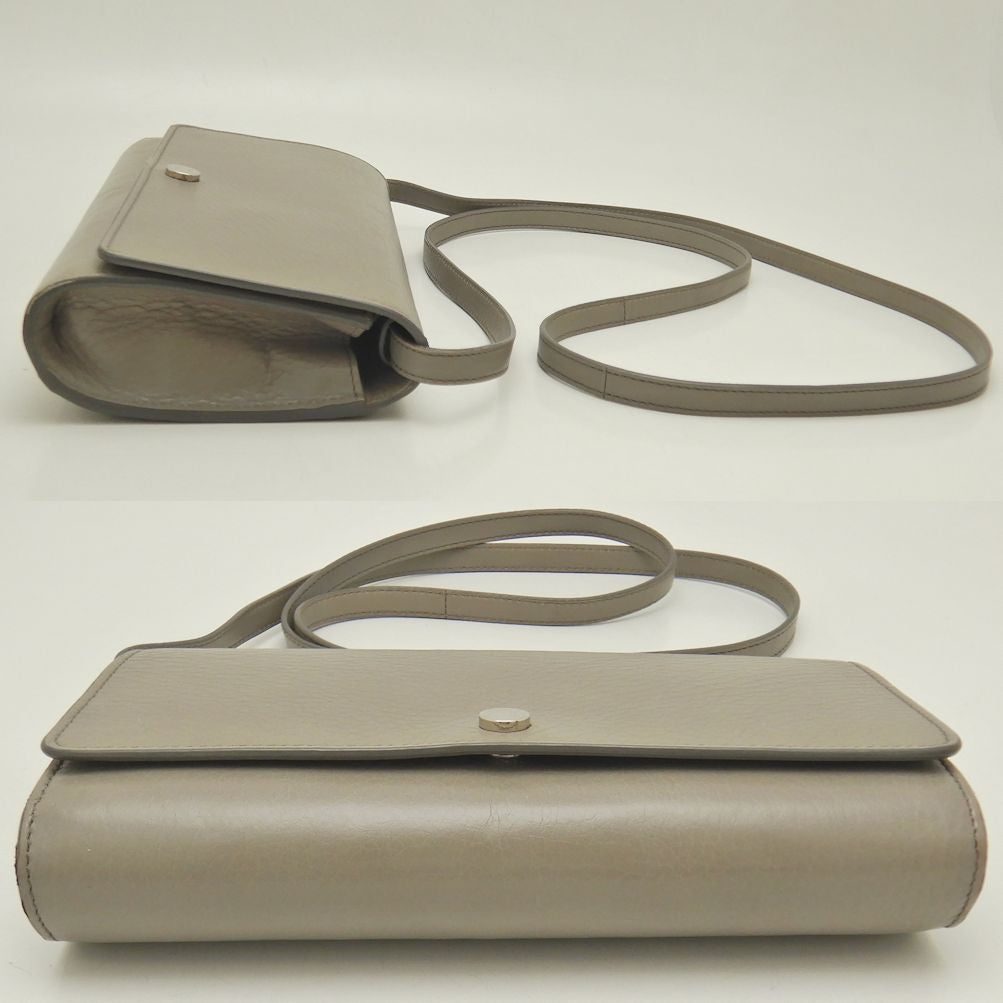 HIROFU Leather Shoulder Bag Beige