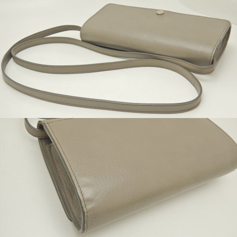 HIROFU Leather Shoulder Bag Beige