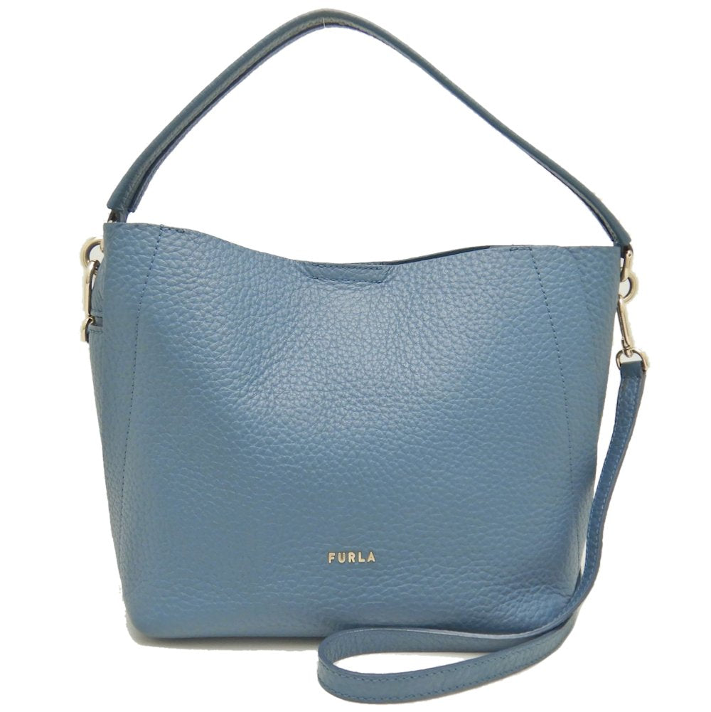 Furla Grace Hobo S Leather Shoulder Bag Blue