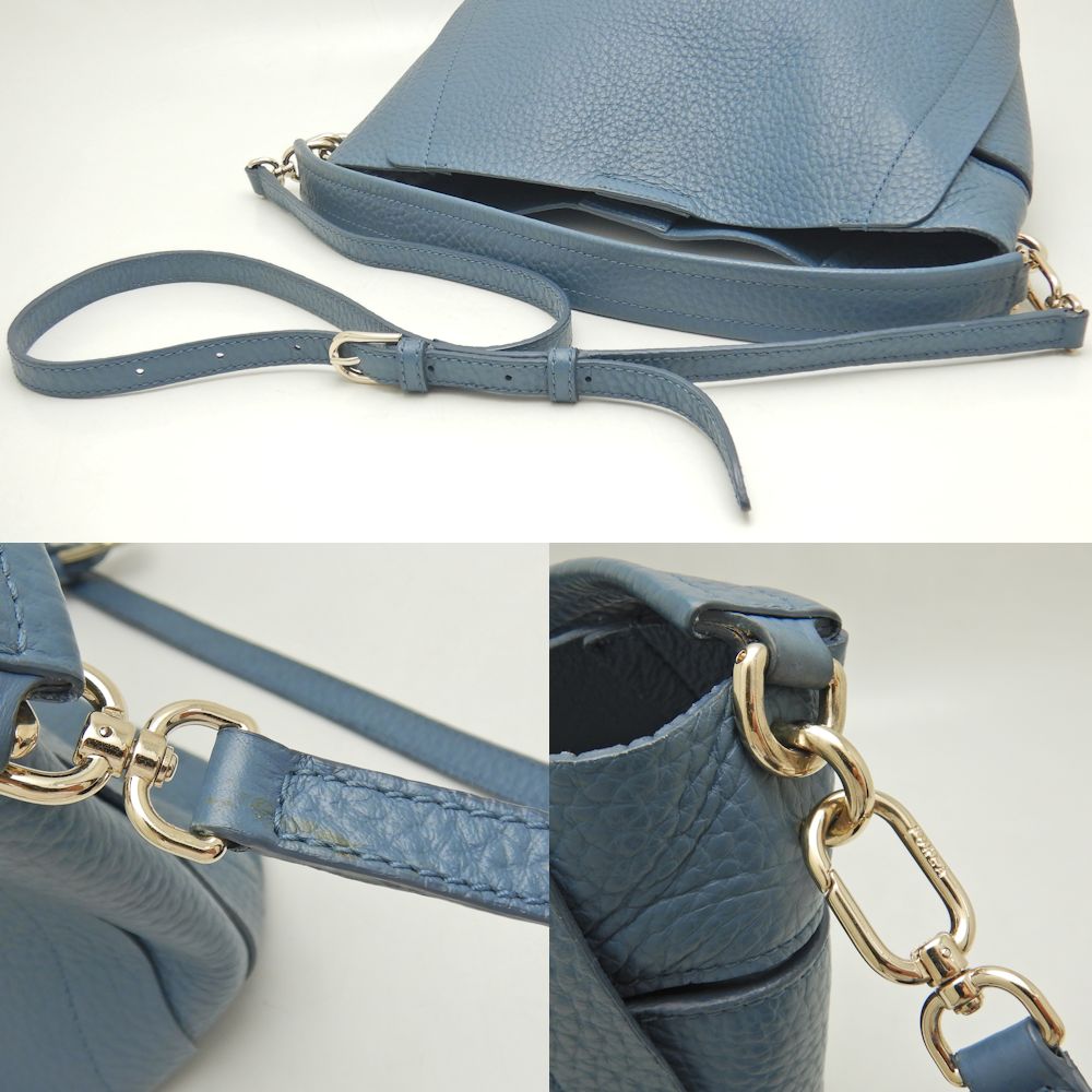 Furla Grace Hobo S Leather Shoulder Bag Blue