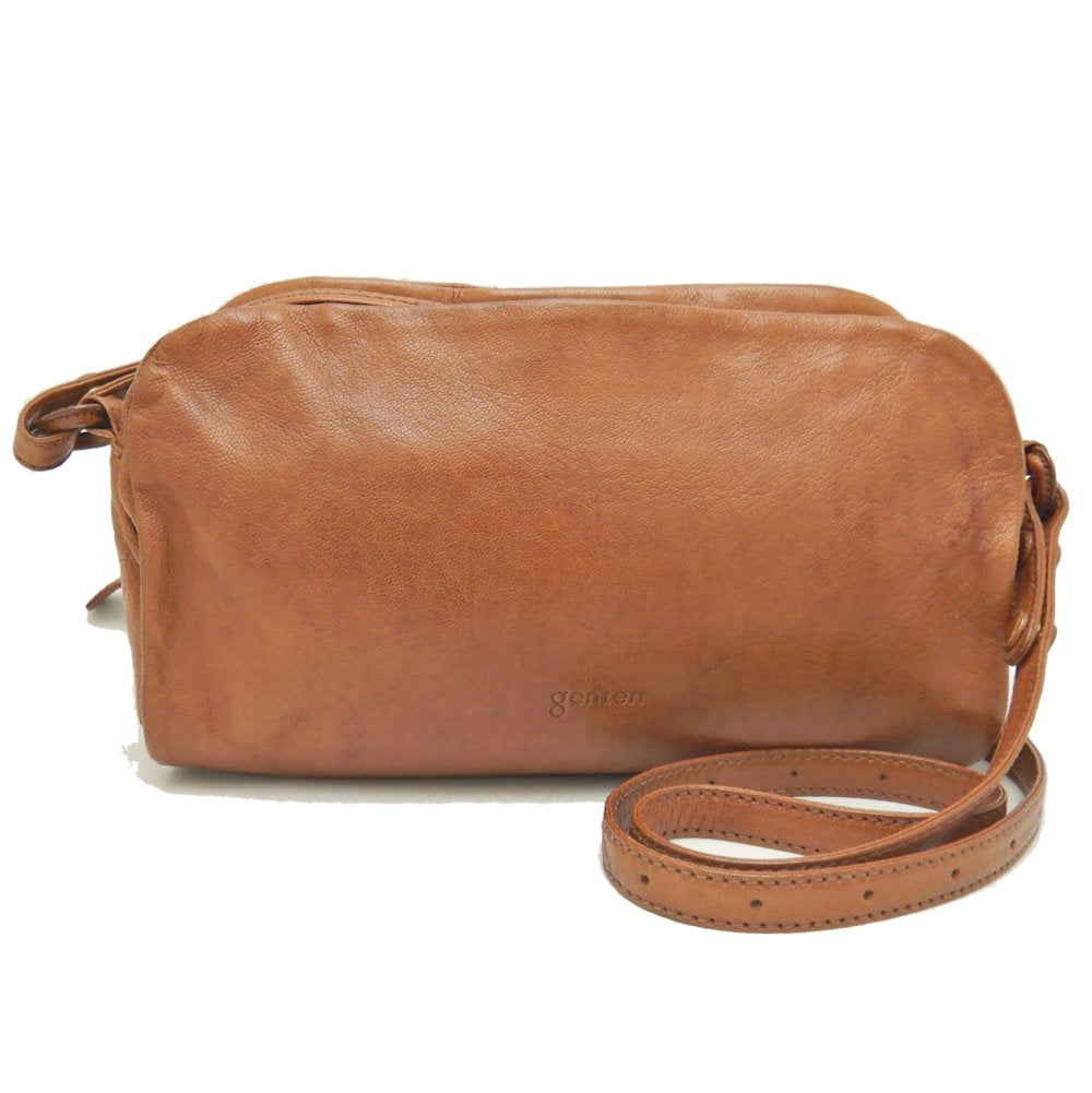 Genten Goat Leather Shoulder Bag Brown