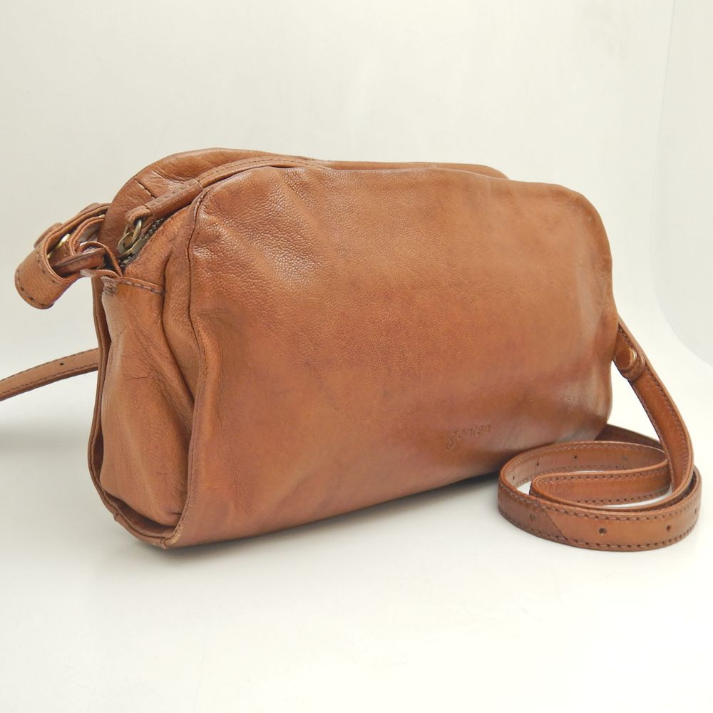 Genten Goat Leather Shoulder Bag Brown