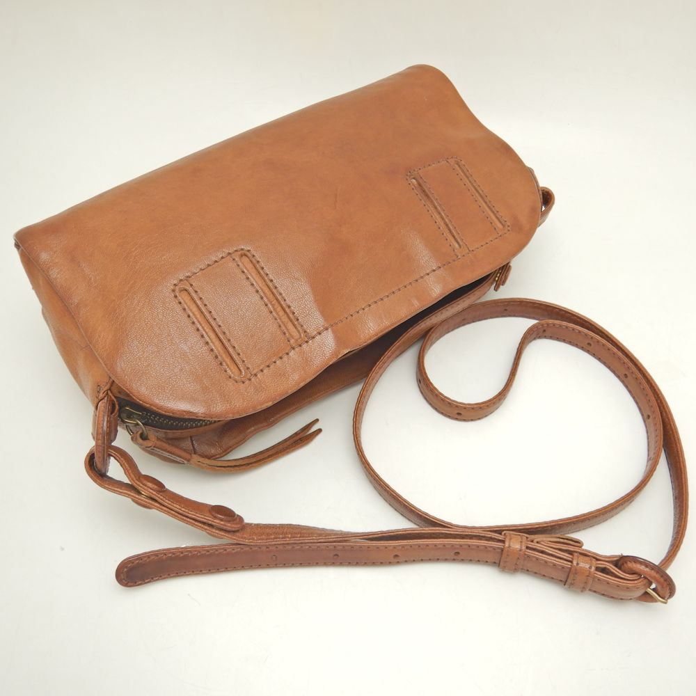 Genten Goat Leather Shoulder Bag Brown