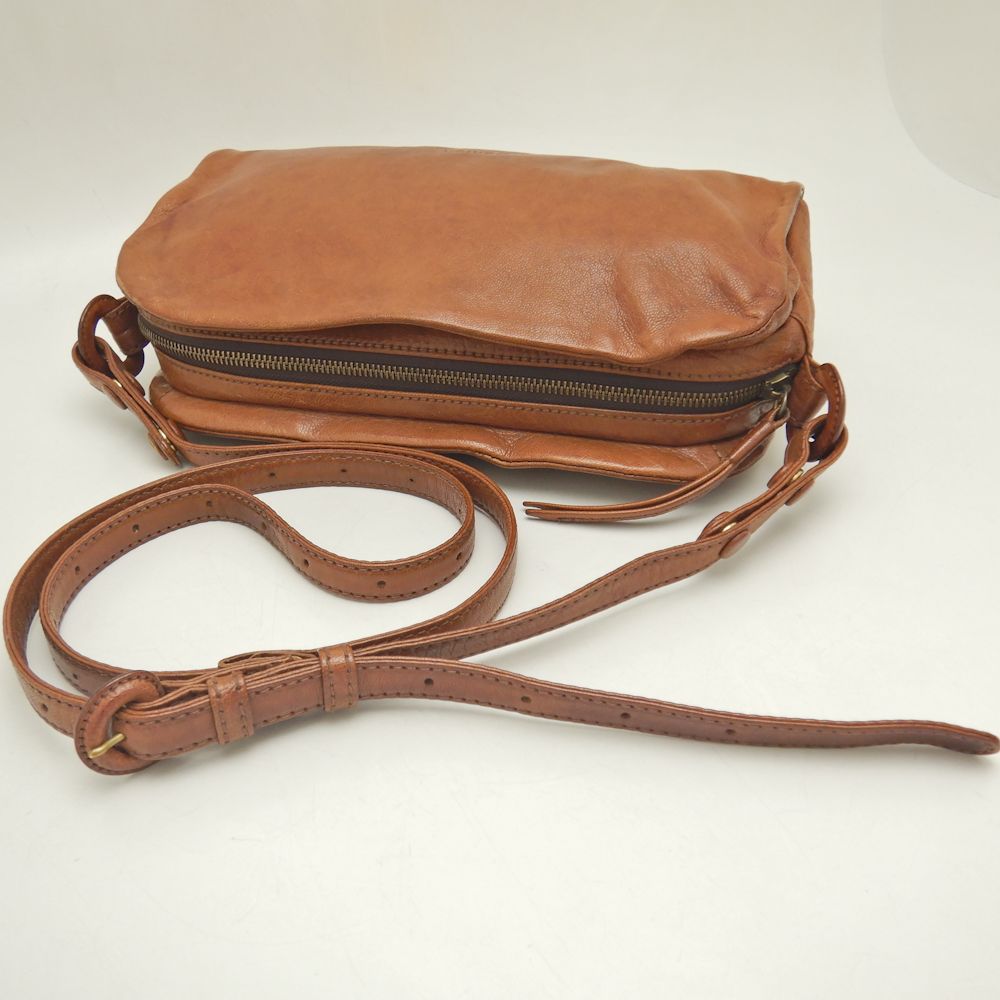 Genten Goat Leather Shoulder Bag Brown