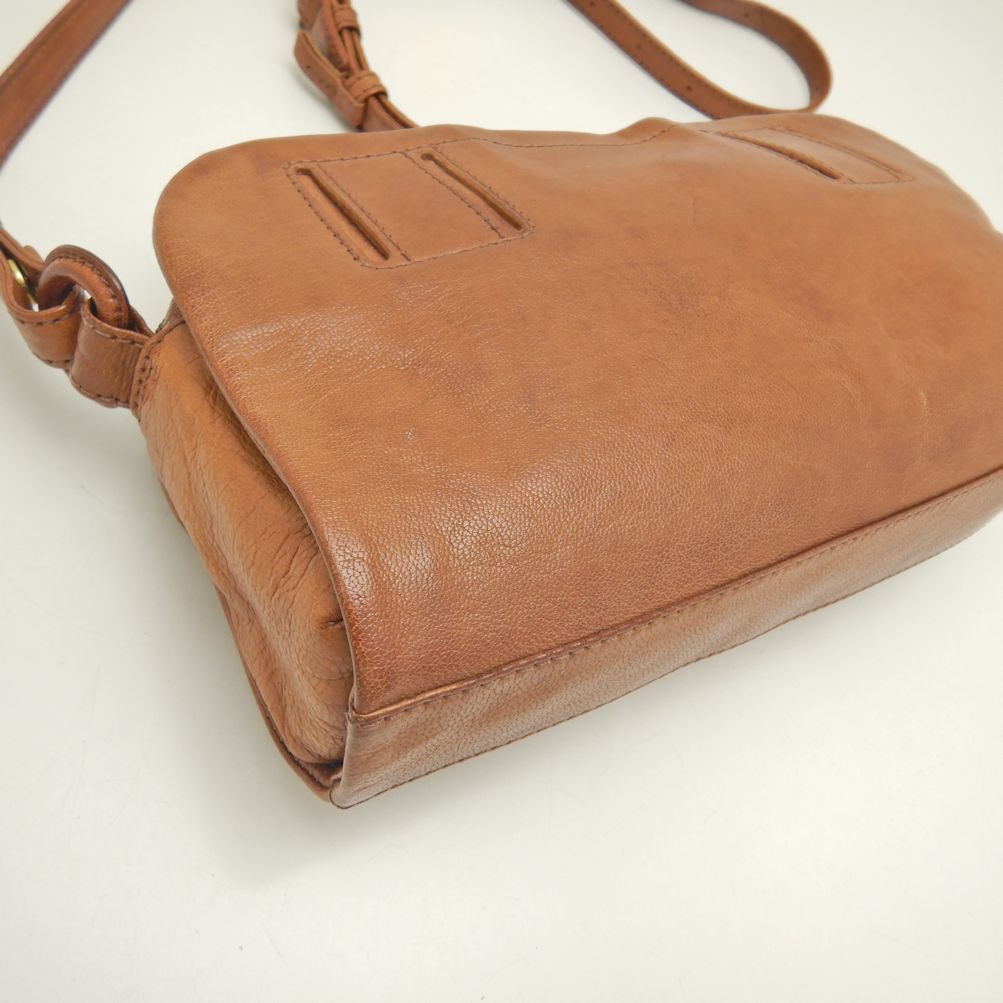 Genten Goat Leather Shoulder Bag Brown