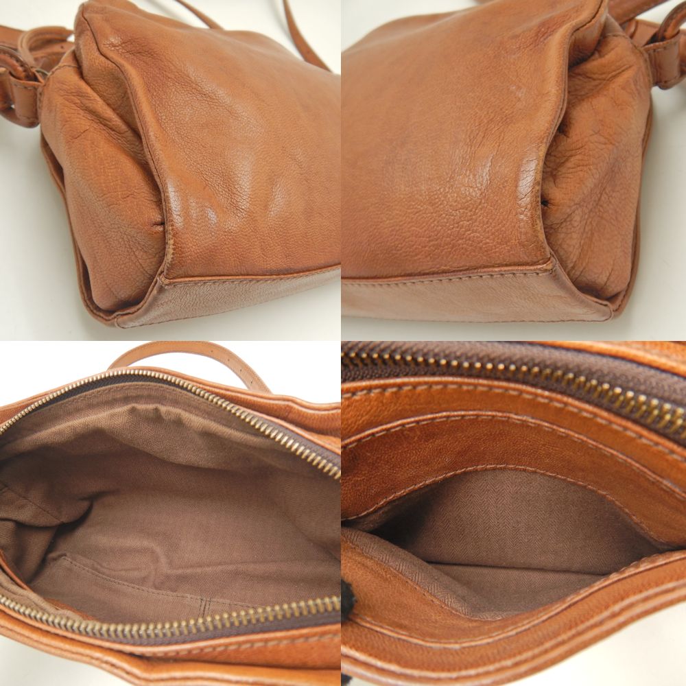 Genten Goat Leather Shoulder Bag Brown